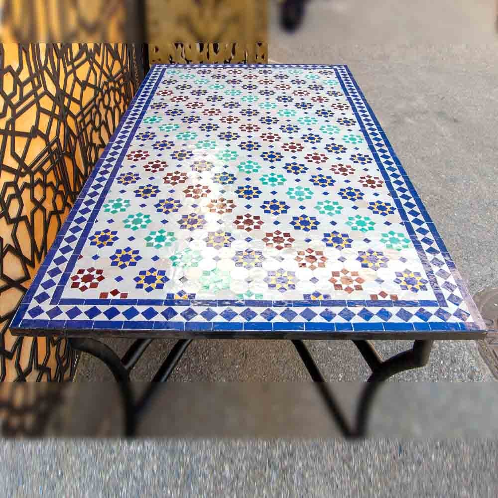Mesa Mosaico Jardin o Patio Andalusí - Multicolor - Artesanía Marroquí - Modelo Alwani Najma