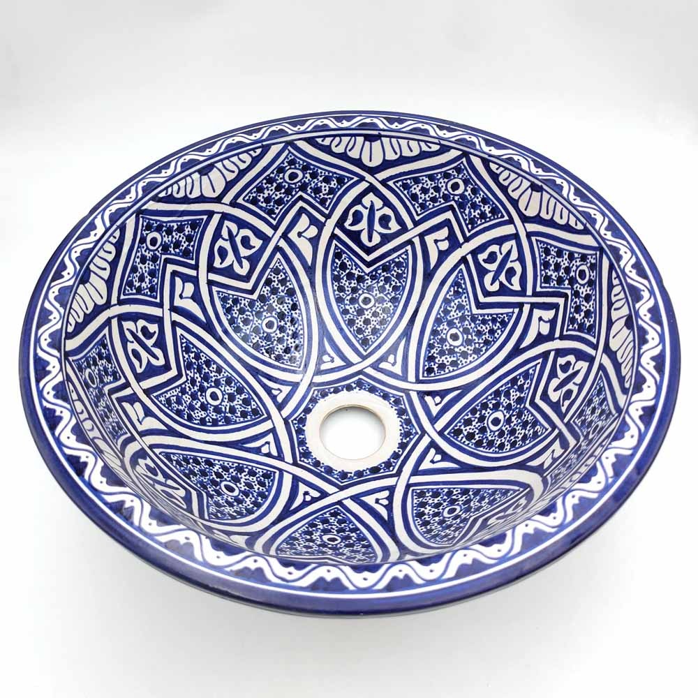 Lavabo Baño Árabe Cerámica - Artesanía Fez - Decoración Marroquí Andalusí - Modelo Loto