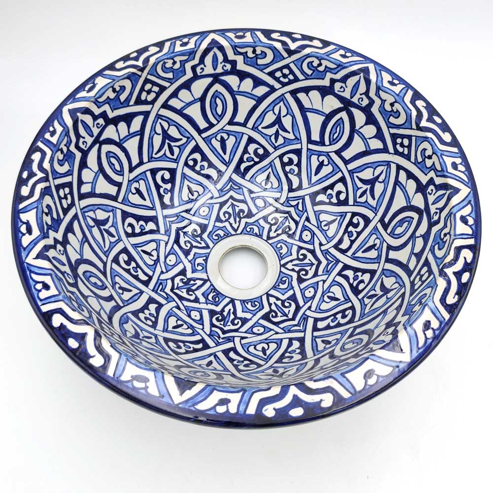 Lavabo Baño Árabe Cerámica - Artesanía Fez - Decoración Marroquí Andalusí - Modelo Hiedra