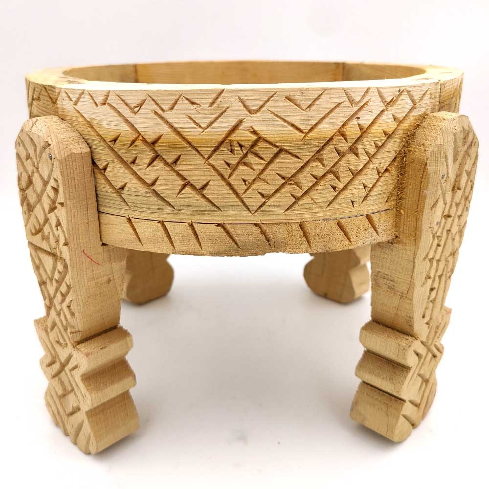Mesa de Molinillo Chakki Baja Madera Tallada - Chill Out - Artesania Marroqui Modelo khashab Beldi