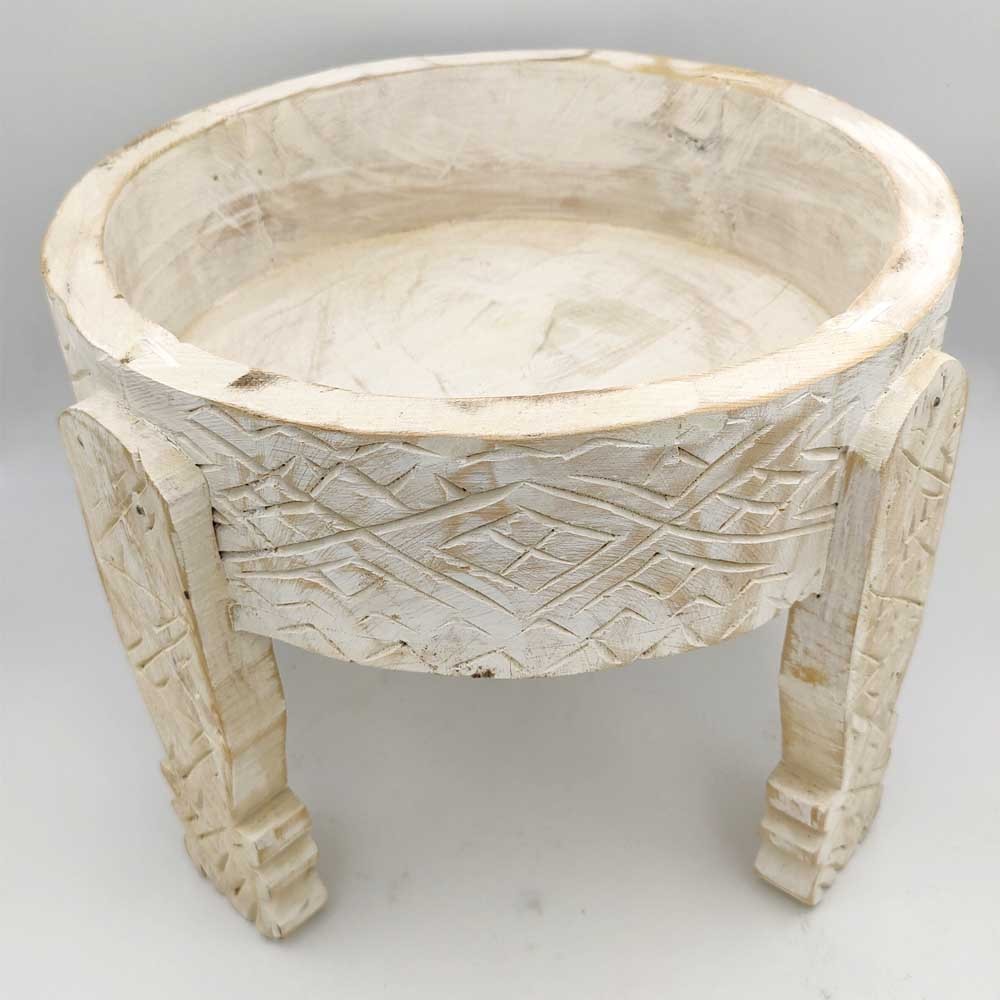 Mesa de Molinillo Chakki Baja Madera Tallada - Chill Out - Artesania Marroqui Modelo khashab Beldi