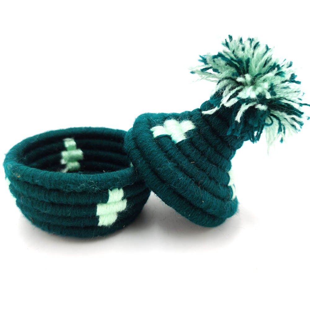 Bombonera Portaobjetos Palmito Forrado Terciopelo Artesanía Marroquí - Modelo Makhmal