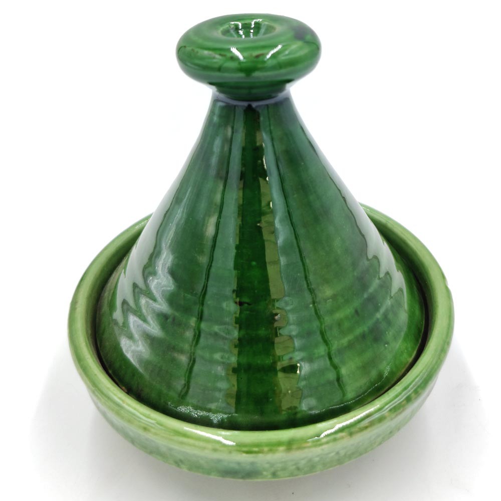 Tajin Presentación Cerámica Verde Tamegroute Artesanía Marroquí - Modelo Tamegroute