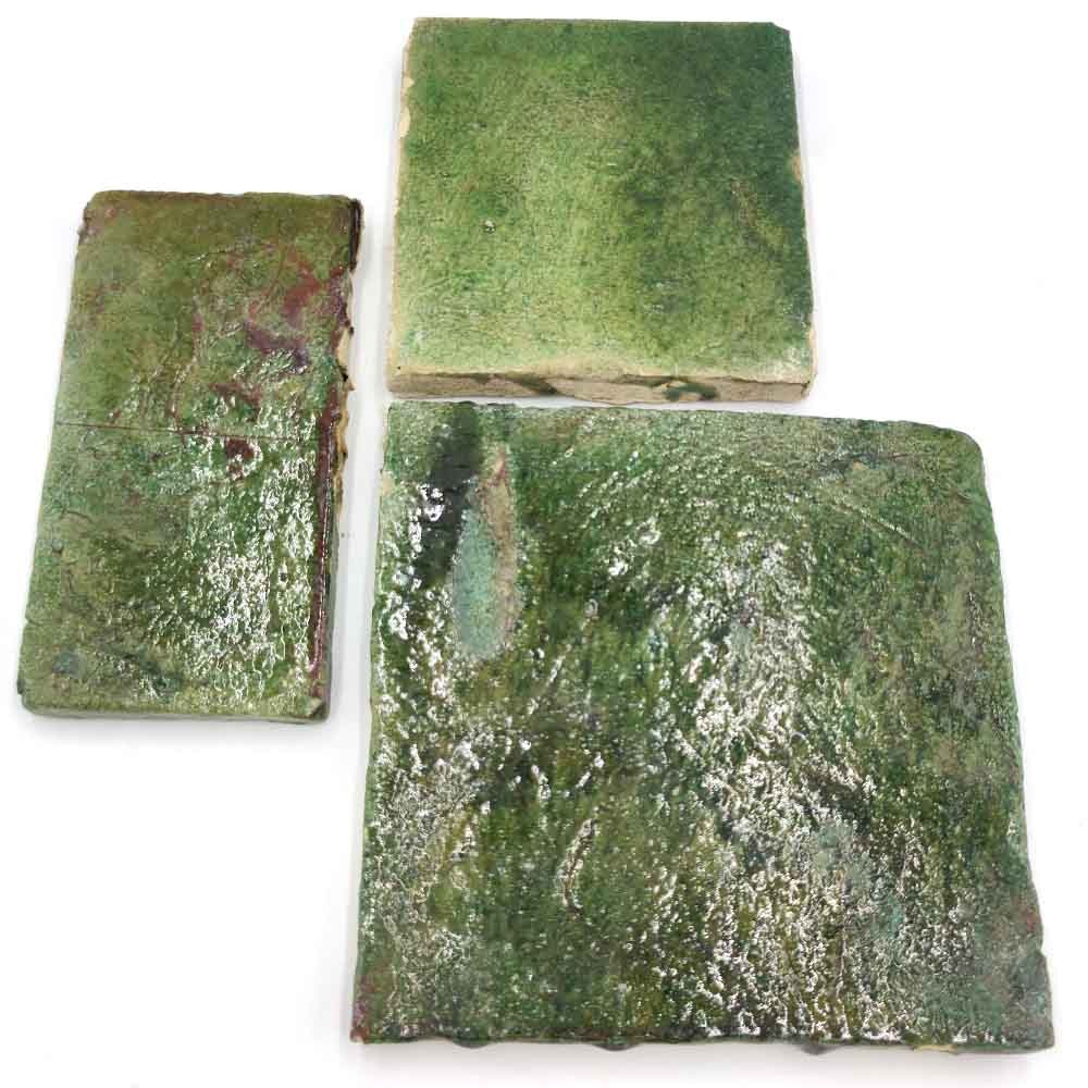 Azulejo Marroquí Verde Tamegroute Zellige Oxido de Cobre Varios Tamaños