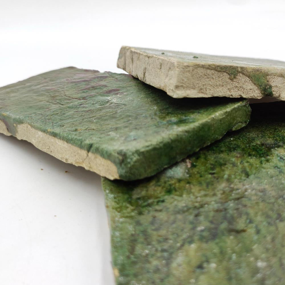 Azulejo Marroquí Verde Tamegroute Zellige Oxido de Cobre Varios Tamaños
