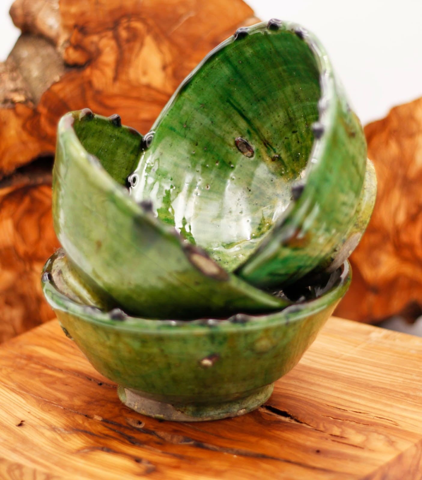 Cuenco Cerámica Verde Tamegroute Artesanía Marroquí - Modelo Tamegroute