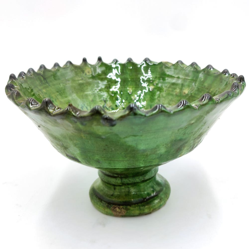 Cuenco ensladera Frutero Cerámica Loza Tamegroute Marroquí Verde Artesanía Modelo Tamegroute