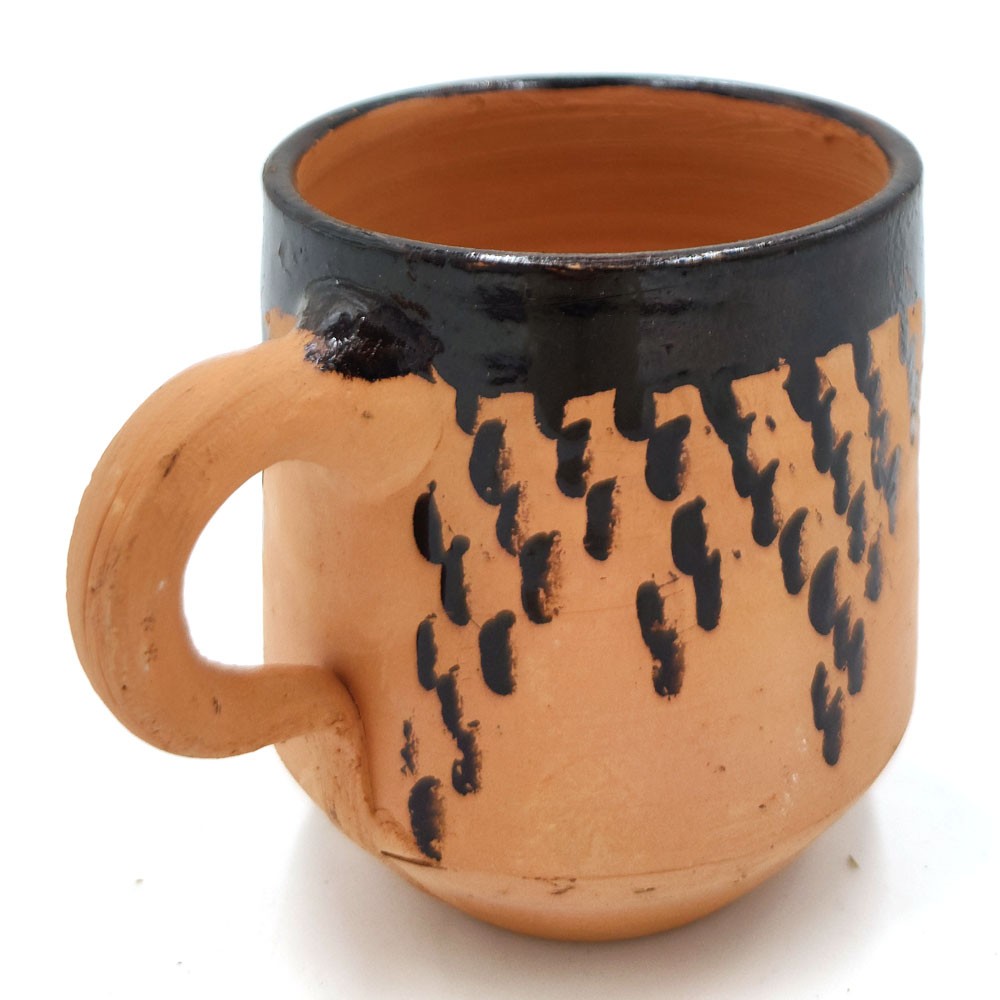 Taza cerámica Marroquí Terracota Roja Pintado con Brea Natural Bereber - Desinfectante Natural - Refrescante - Modelo Kitran