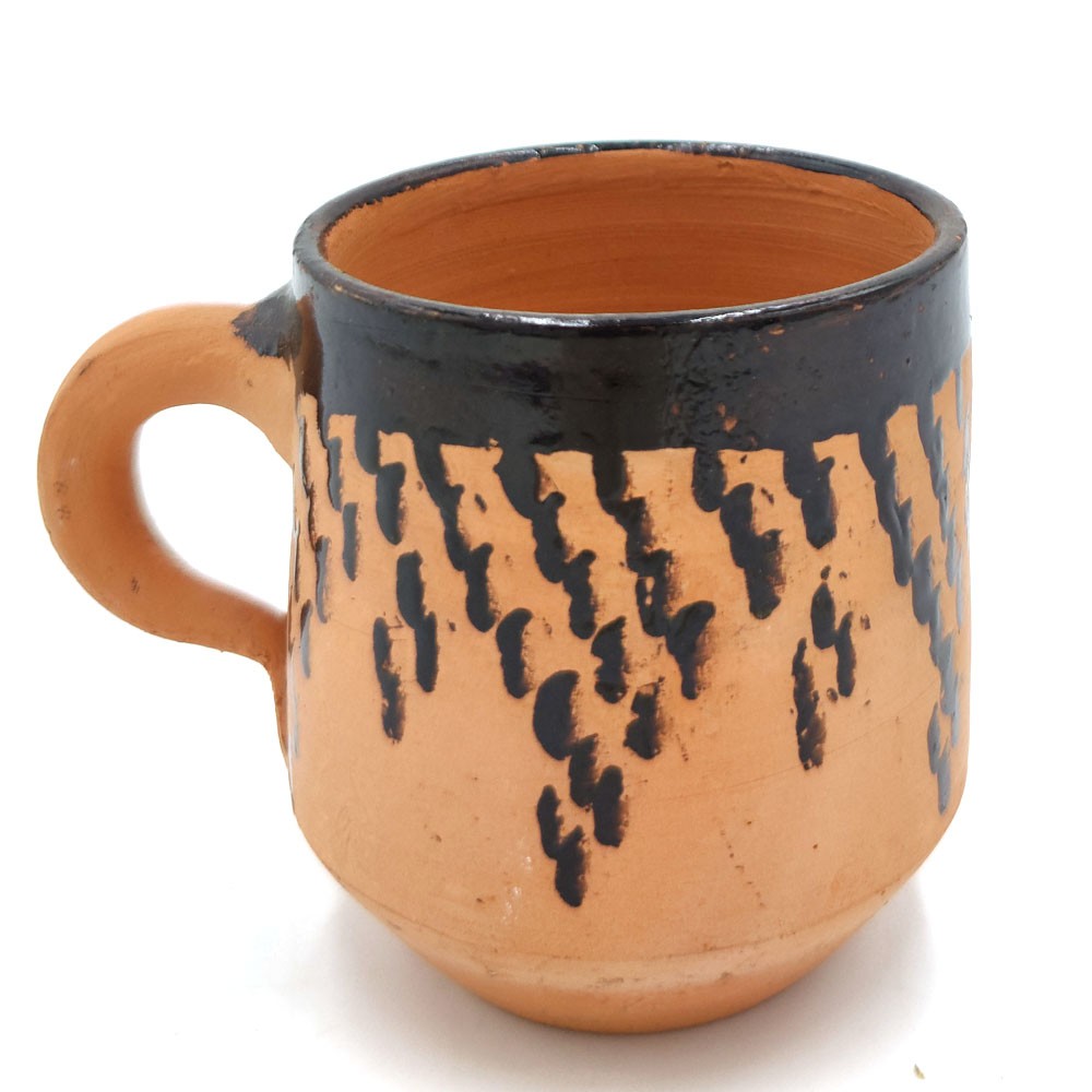 Taza cerámica Marroquí Terracota Roja Pintado con Brea Natural Bereber - Desinfectante Natural - Refrescante - Modelo Kitran