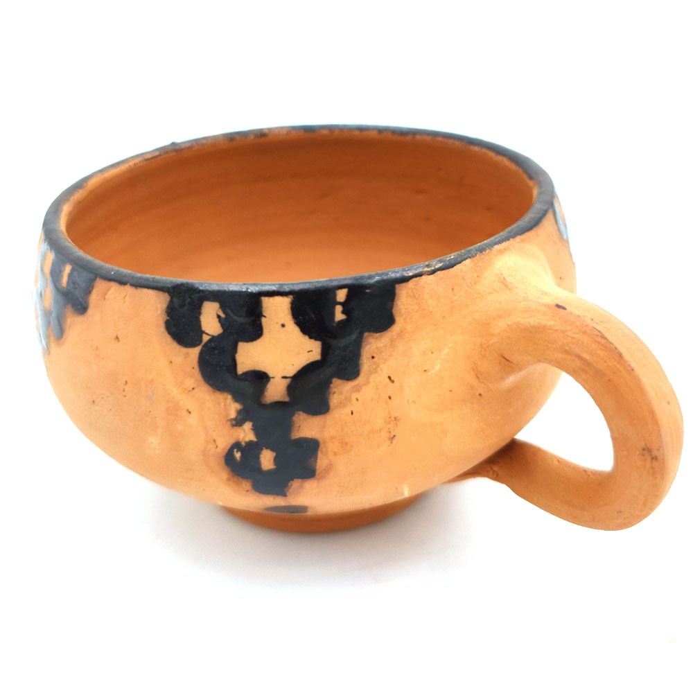 Taza Tazón Cerámica Marroquí Terracota Pintado con Brea Natural Bereber - Desinfectante Natural - Refrescante - Modelo Kitran