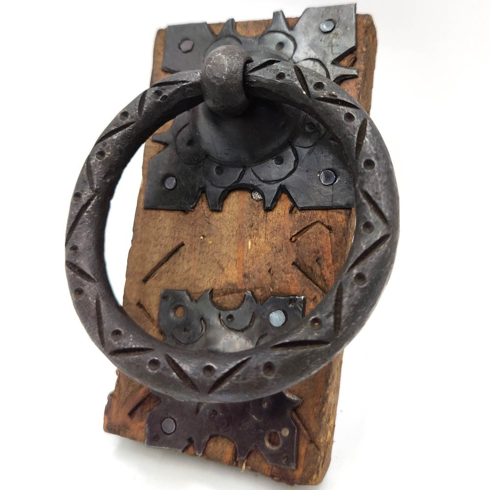 Tirador Llamador Puerta Herraje Rustico Forja Artesanal Marroquí - Estilo Antiguo Vintage Tirador nº4