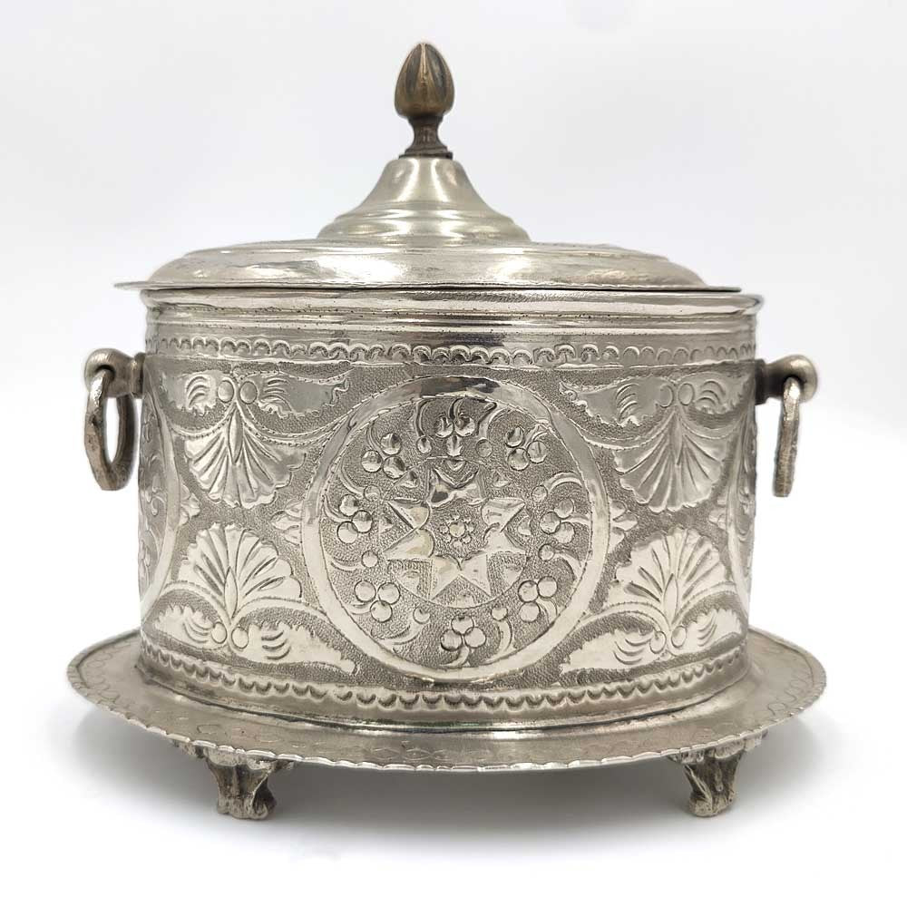 Set Juego de Bombonera Portaobjetos Antiguo Alpaca Marroquí Artesanía Vintage Modelo Shaibani nº 5