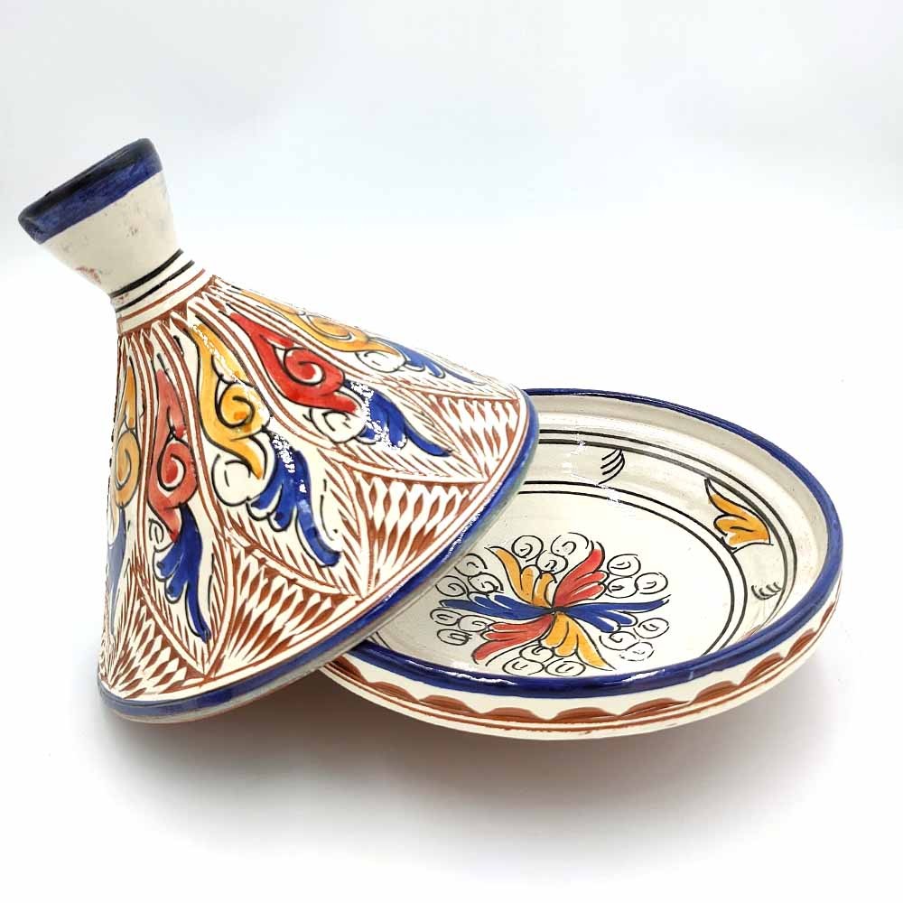 Tajin Presentación Cerámica Labrada - Artesanía Marroquí Asfi - Modelo Atlas Kabir