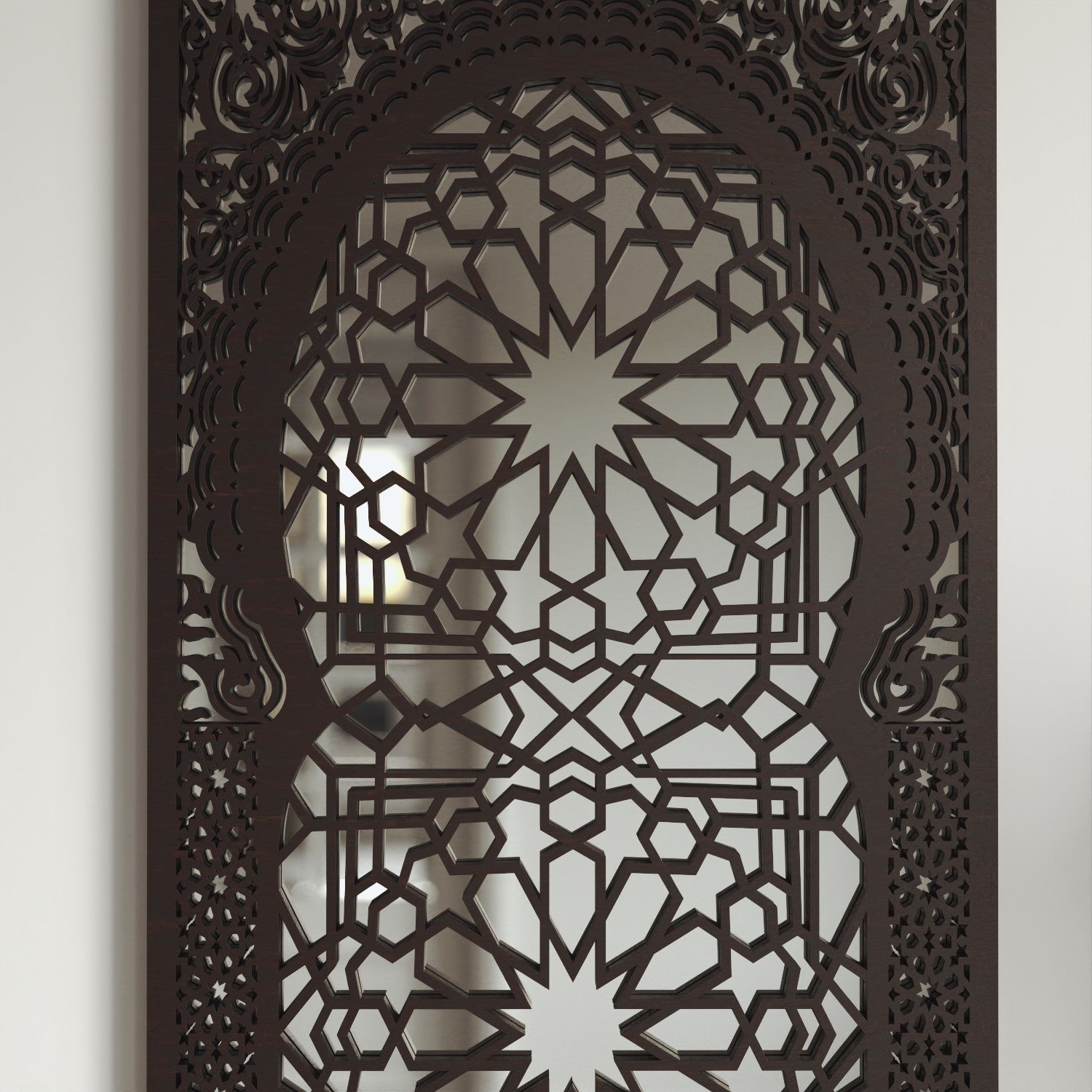 Espejo de Madera Celosia Árabe Morisca Corte Laser Decoración Andalusí 160cmx60cm Modelo Kalifa