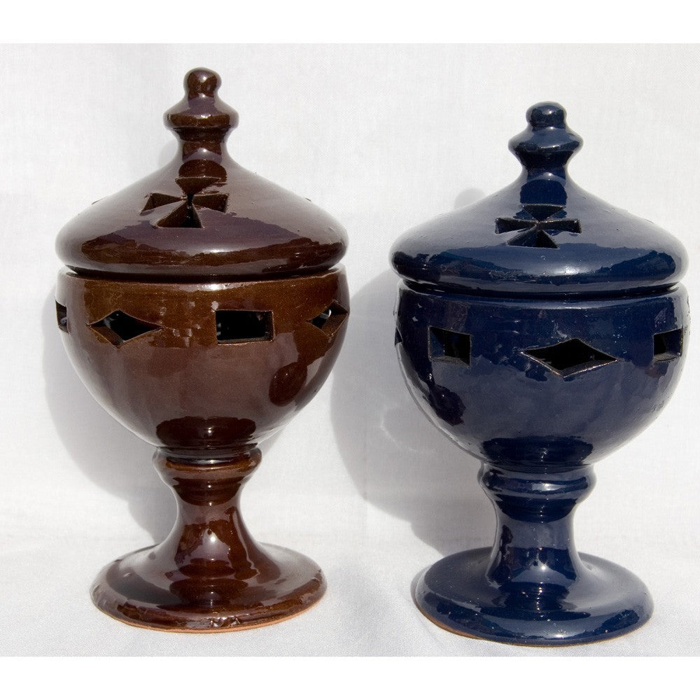 Incensario Cáliz - Incienso en Grano - Cerámica Esmaltada