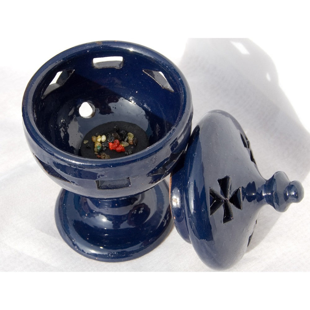 Incensario Cáliz - Incienso en Grano - Cerámica Esmaltada