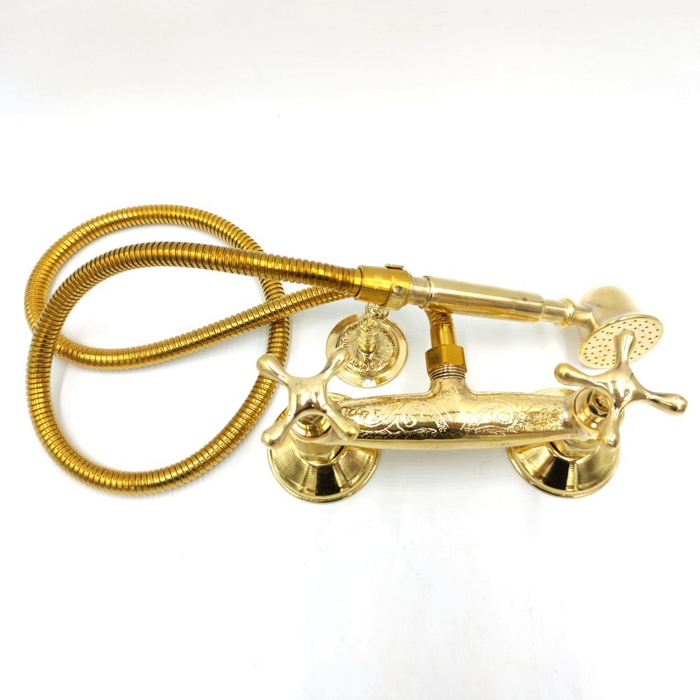 Grifo Marroquí Ducha Latón Dorado Decorado Artesanía de Marruecos Modelo Marrakech