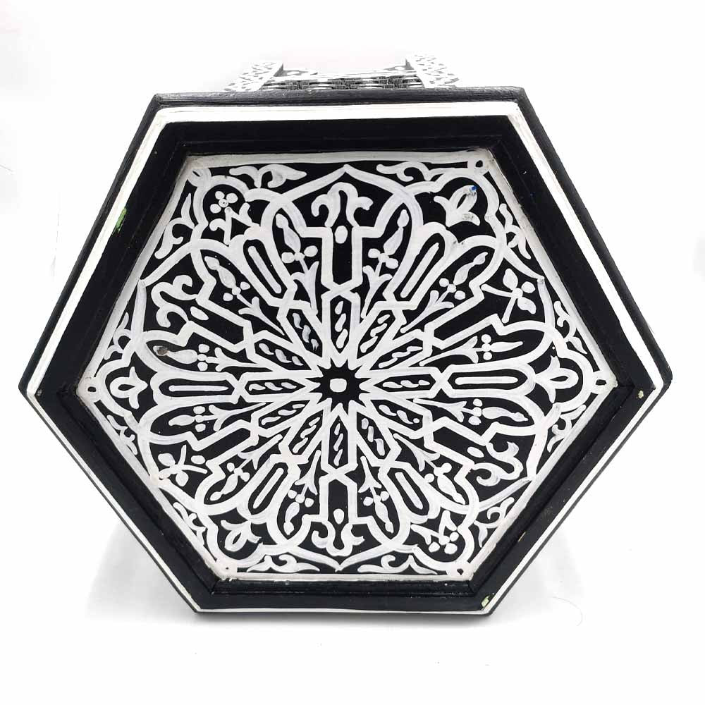 Mesita Auxiliar de Madera con Celosía - Artesanía Marruecos - Modelo SARABIA ASWAD