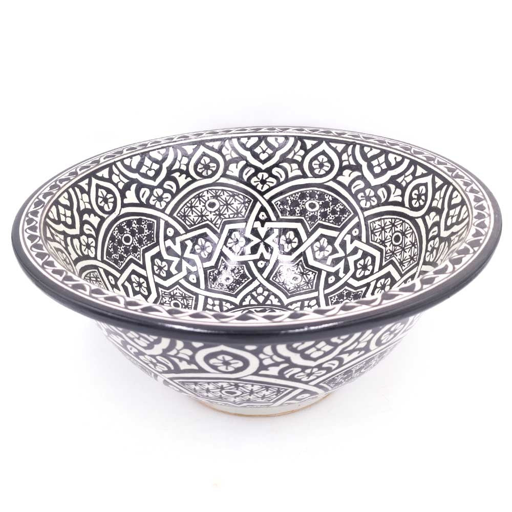 Lavabo Cerámica Marroquí Fez 40cm Artesanía Pintado a Mano - Modelo Aswadein