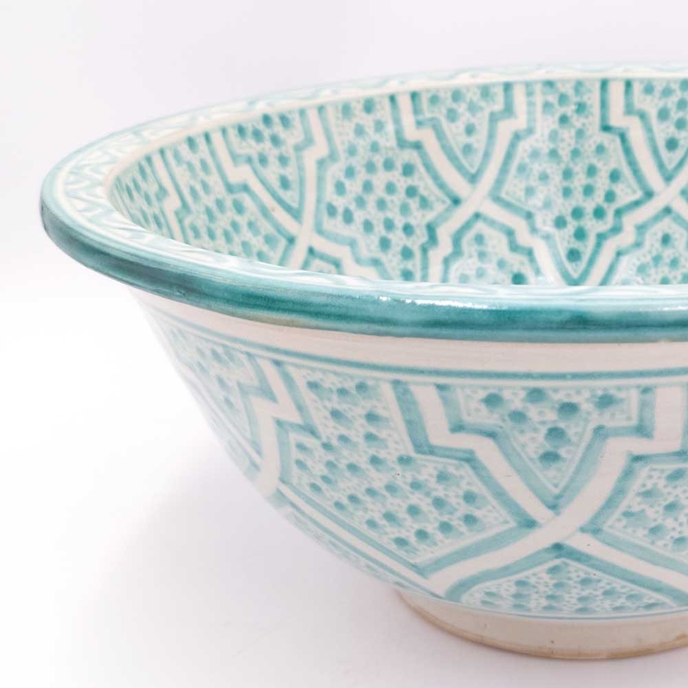 Lavabo Cerámica Marroquí Fez 40cm Artesanía Pintado a Mano - Modelo khadri
