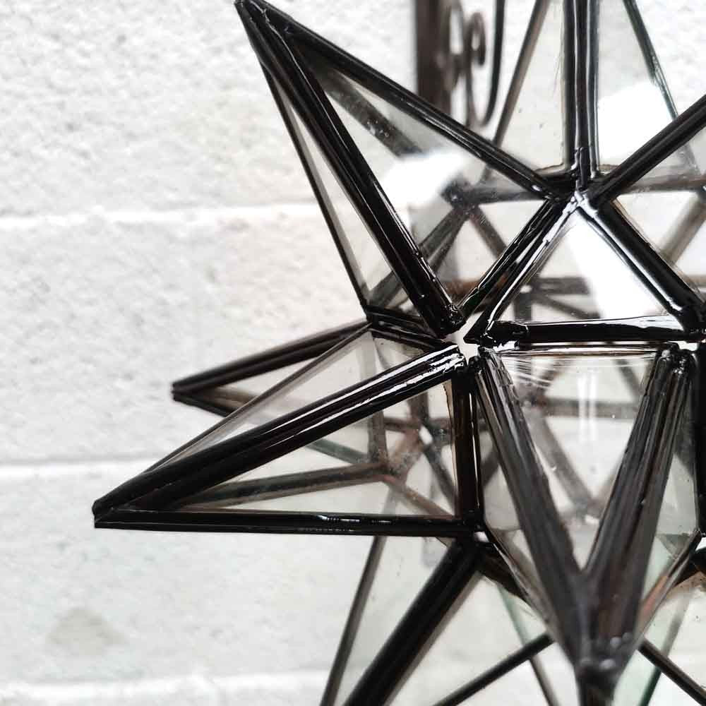 Lámpara Techo Colgar Estrella Andalusí - Color Transparente - Artesanía Marroquí - Modelo Estrella Al-Nujum