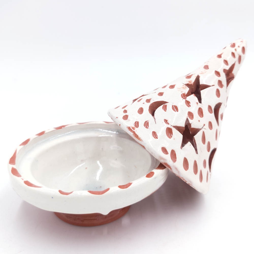 Incensario Incienso Grano/Conos - Cerámica Esmaltada Quemador - Modelo Makhrut