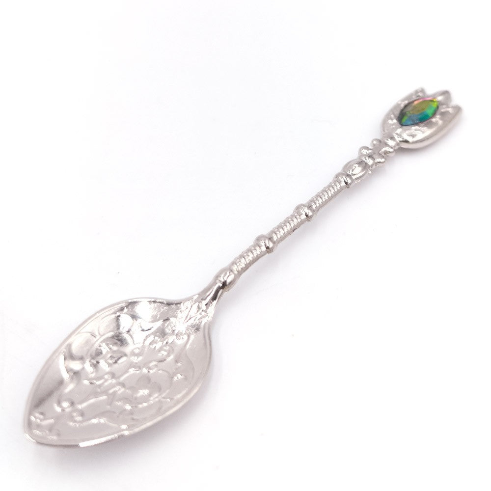 Cuchara Metal - Niquelada - Resina Decorativa Color - Modelo Fidda