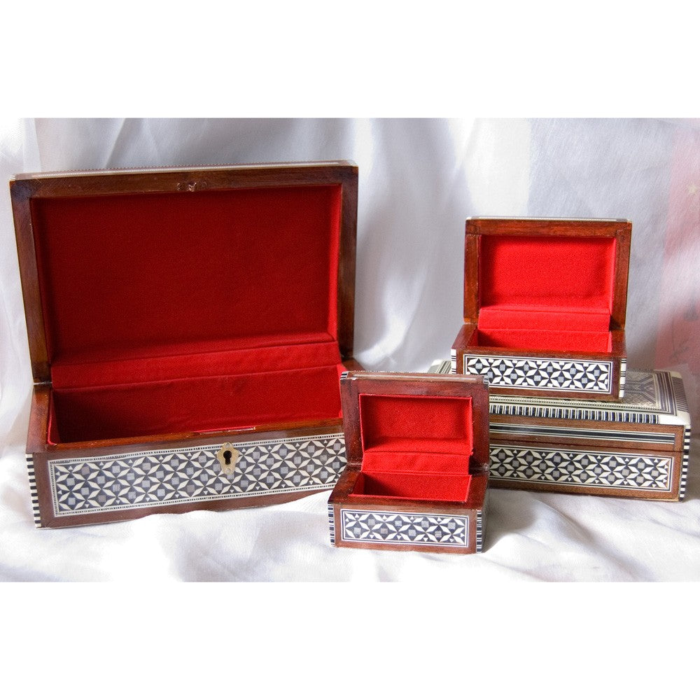 Joyero Rectángular Taracea Blanca Egipto - 6 Tamaños