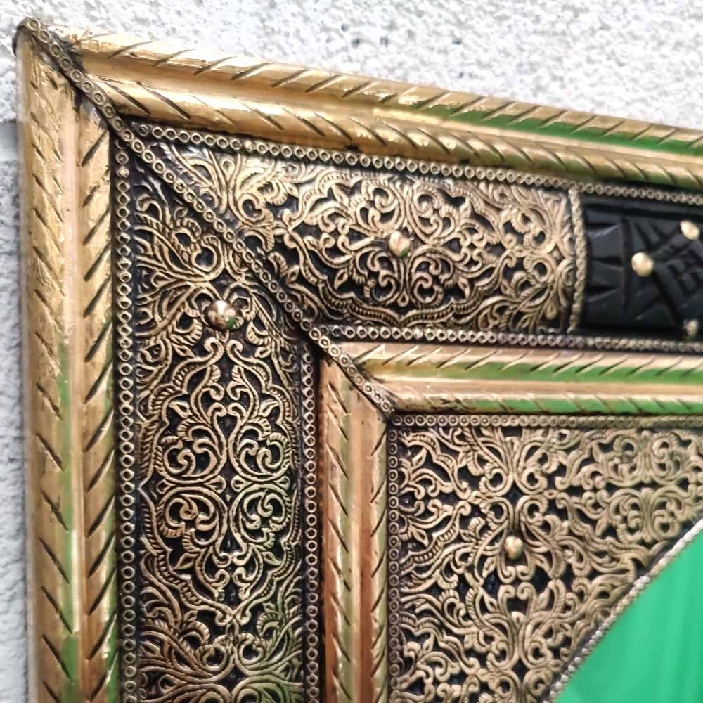 Espejo Dorado Marroquí 150x60cm Artesanía Madera tallada y Metal Repujado Modelo Ainun