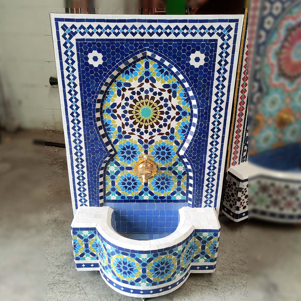 CON TARA Fuente de Terraza o Jardin Agua + Desagüe Pequeña - Azulejo Andalusí - Ain Alkauzar