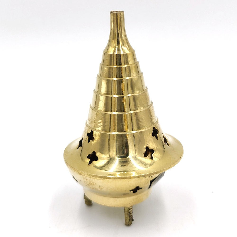 Incensario Quemador incienso cono resinas con carbon Bronce Artesanía India Modelo Babel 2