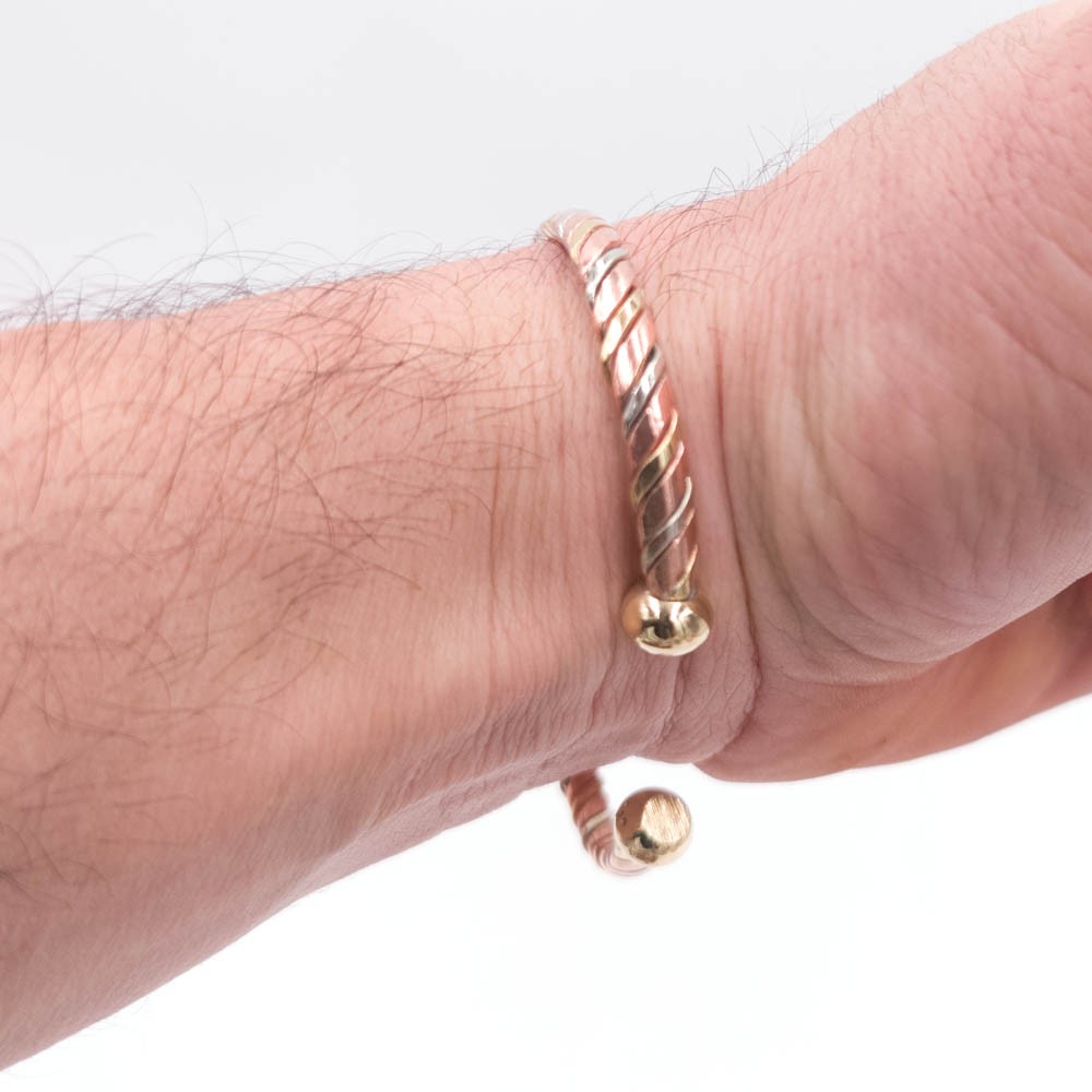 Pulsera Brazalete de Cobre y latón Artesanía Marroquí Curativo Preventivo Artritis Modelo 2