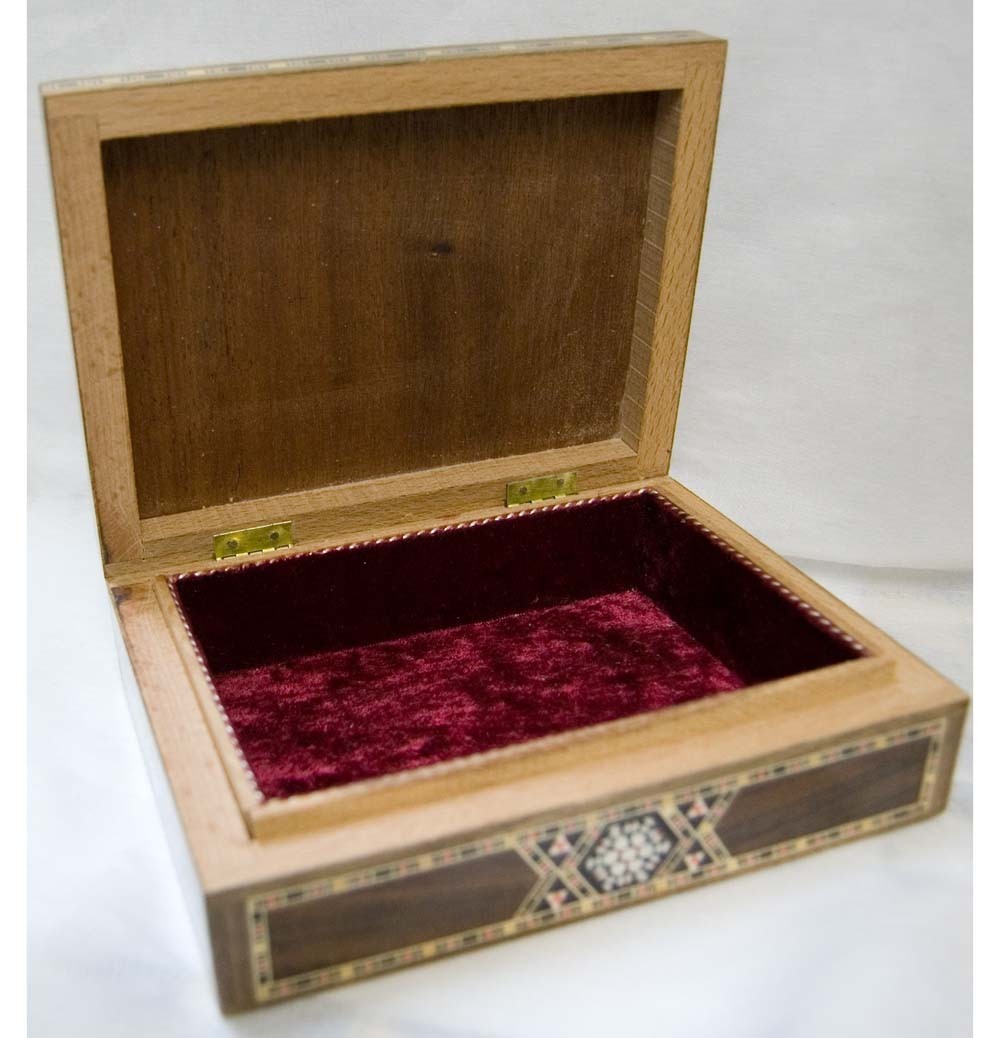 Caja Rectángular Grande - Taracea de Siria - Terciopelo