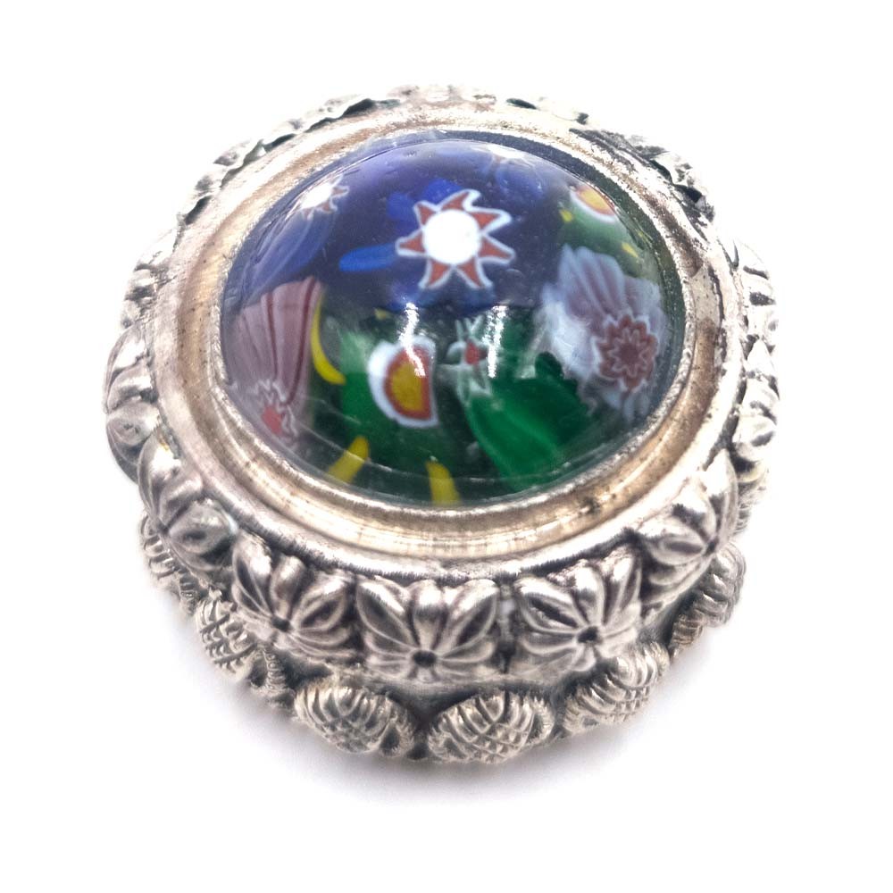 Cajita Pastillera Alpaca Mini Decorativa Cristal Multicolor Artesanía India