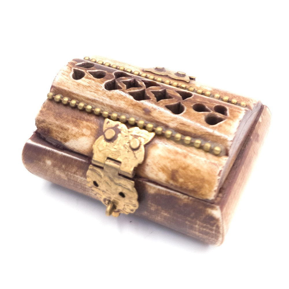 Cajita Pastillero de Hueso Artesanía India con terciopelo Modelo Adhamu 3