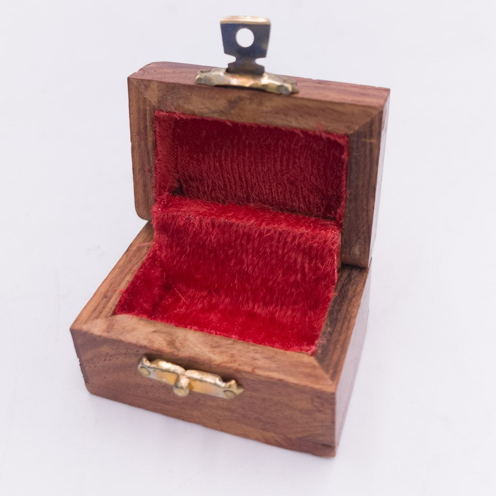 Cajita Pastillero Madera Artesanía India con terciopelo Modelo Khashabun 1