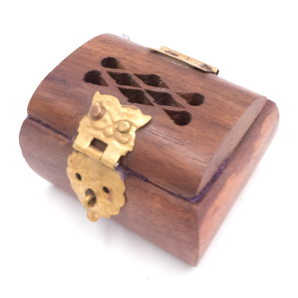 Cajita Pastillero Madera Artesanía India con terciopelo Modelo Khashabun 6