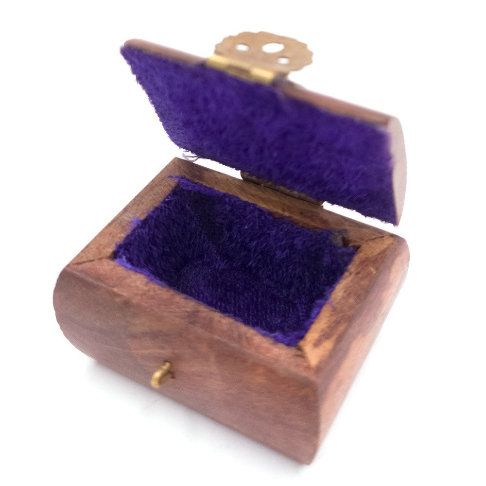 Cajita Pastillero Madera Artesanía India con terciopelo Modelo Khashabun 6
