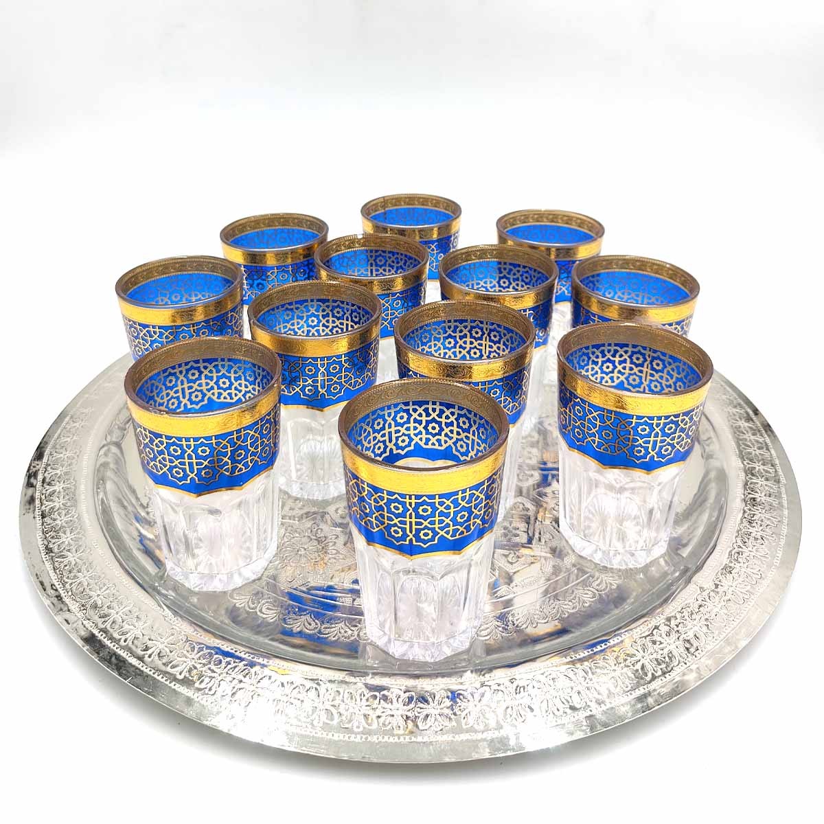 Juego 12 Vasos de Te Moruno Grandes - Decoración Andalusí - Modelo Mozarabe 180ml