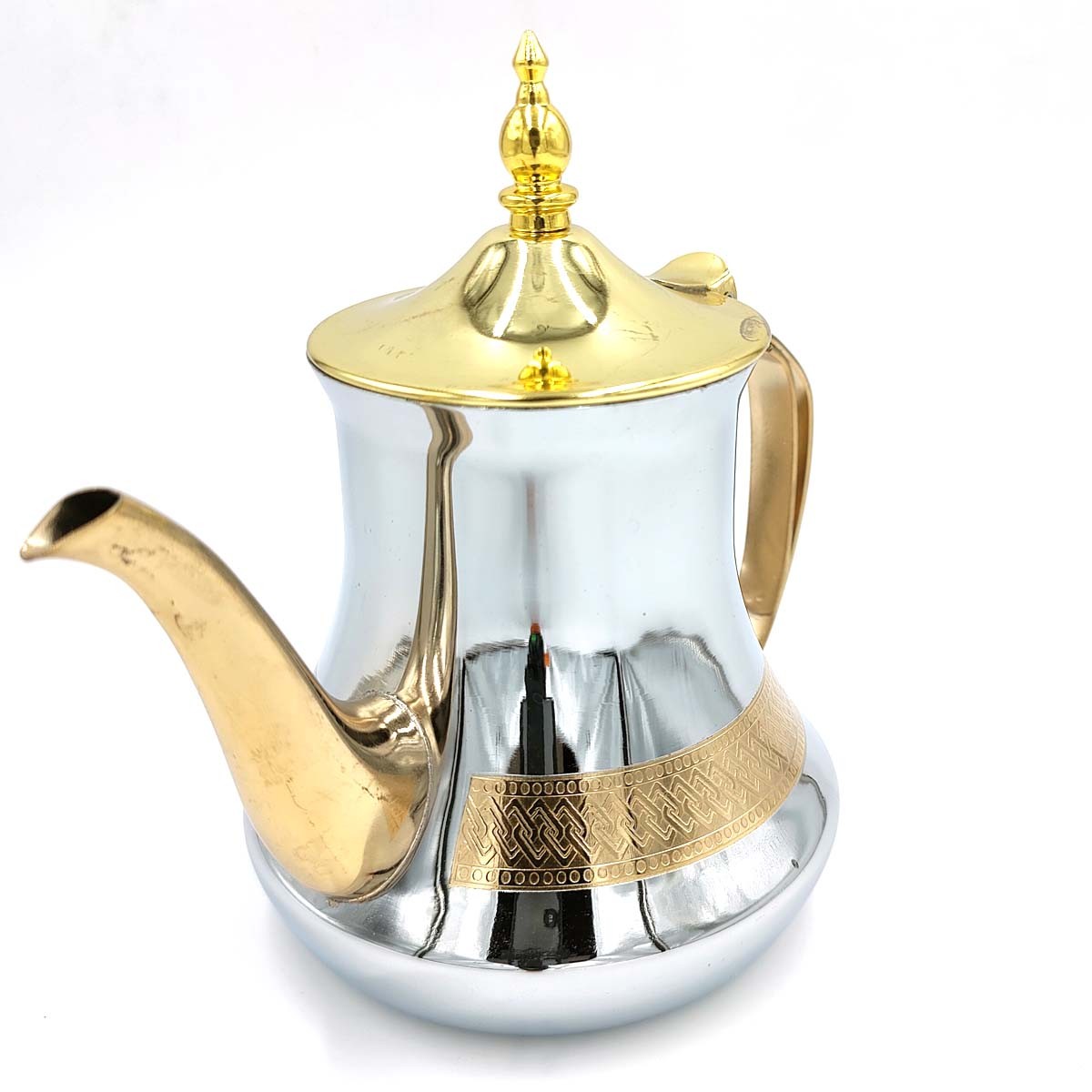 Tetera Inducción Acero Inoxidable Estilo Árabe Dorado y Plateado Modelo Hevicho