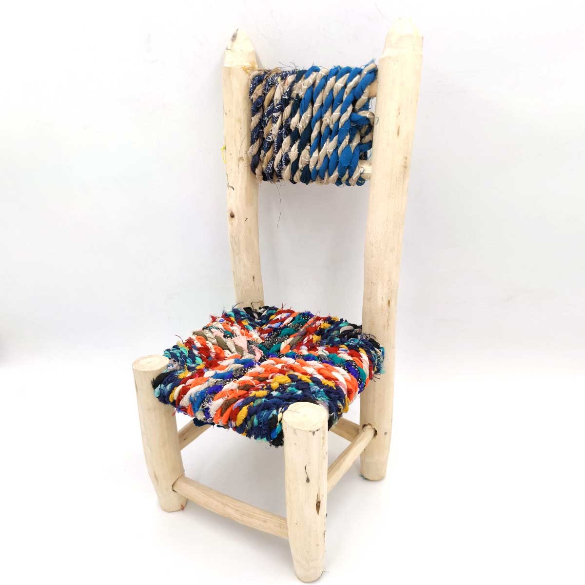 Taburete Silla de Madera de Limonero y Esparto - Artesania Marroqui - Modelo Laimun