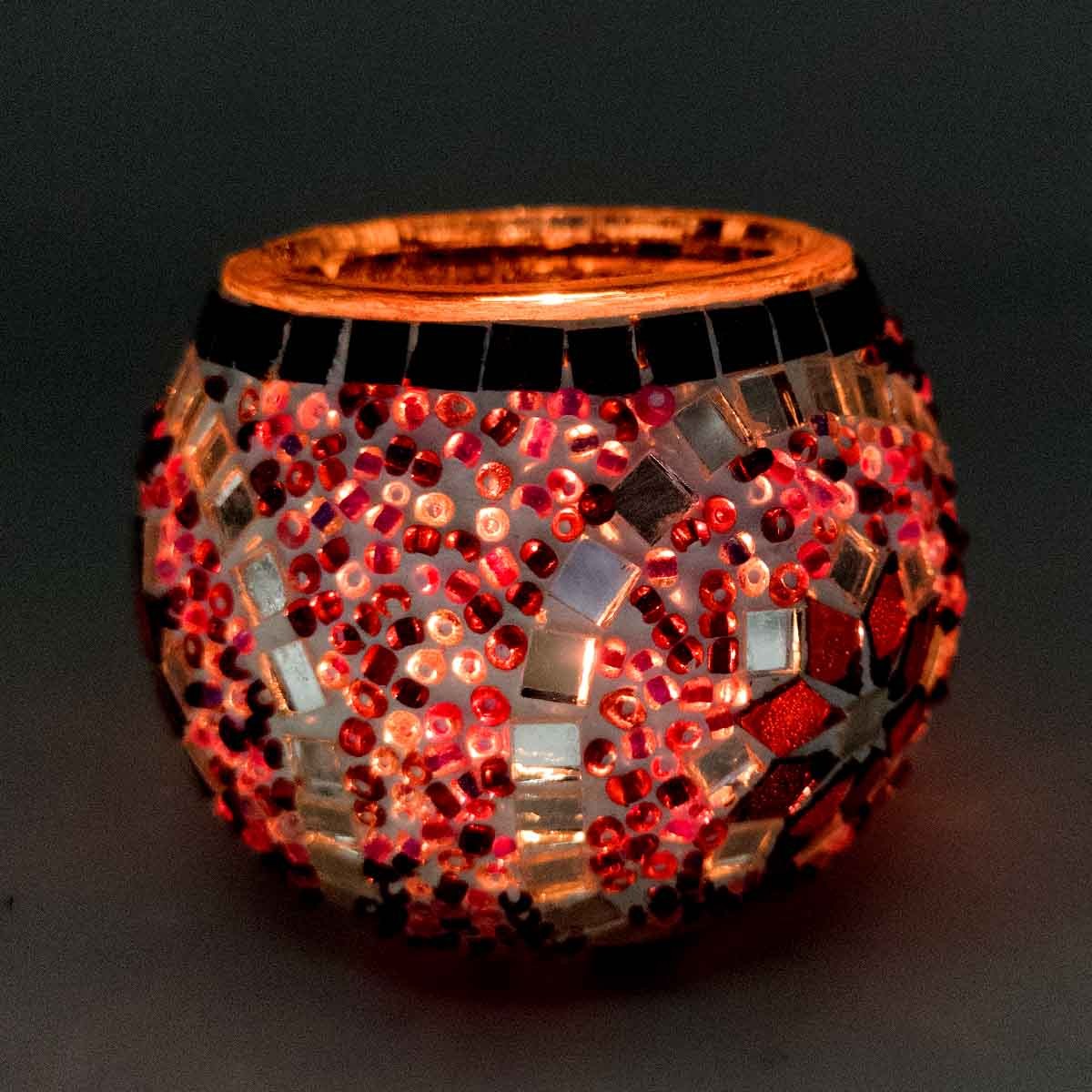 Porta velas Cristal Detalles Incrustados Artesanía Turca Decoración Otomana Tamaño Nº 2