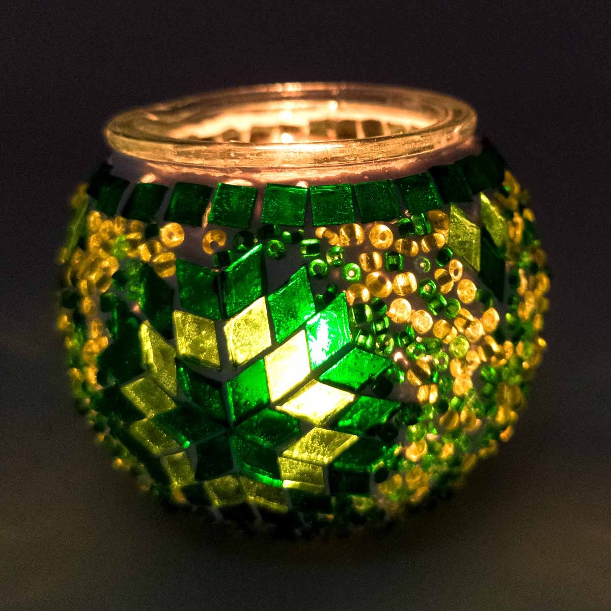 Porta velas Cristal Detalles Incrustados Artesanía Turca Decoración Otomana Tamaño Nº 2