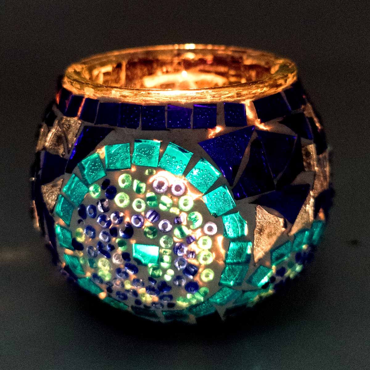 Porta velas Cristal Detalles Incrustados Artesanía Turca Decoración Otomana Tamaño Nº 2