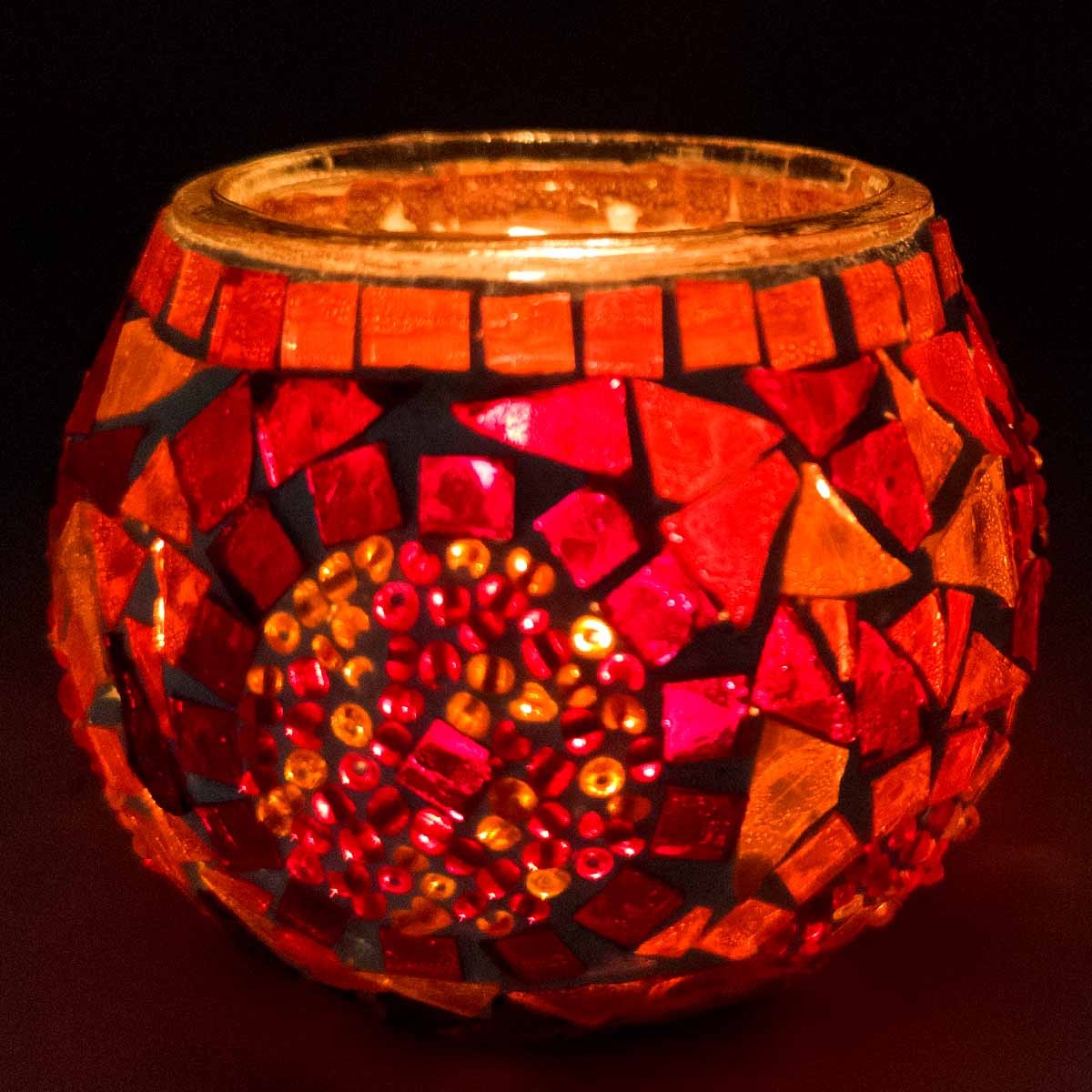 Porta velas Cristal Detalles Incrustados Artesanía Turca Decoración Otomana Tamaño Nº 2