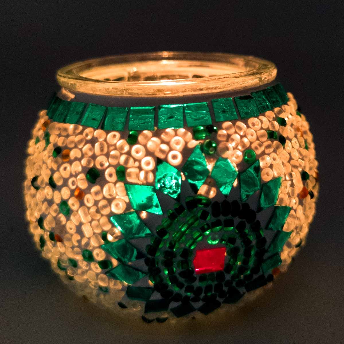 Porta velas Cristal Detalles Incrustados Artesanía Turca Decoración Otomana Tamaño Nº 2