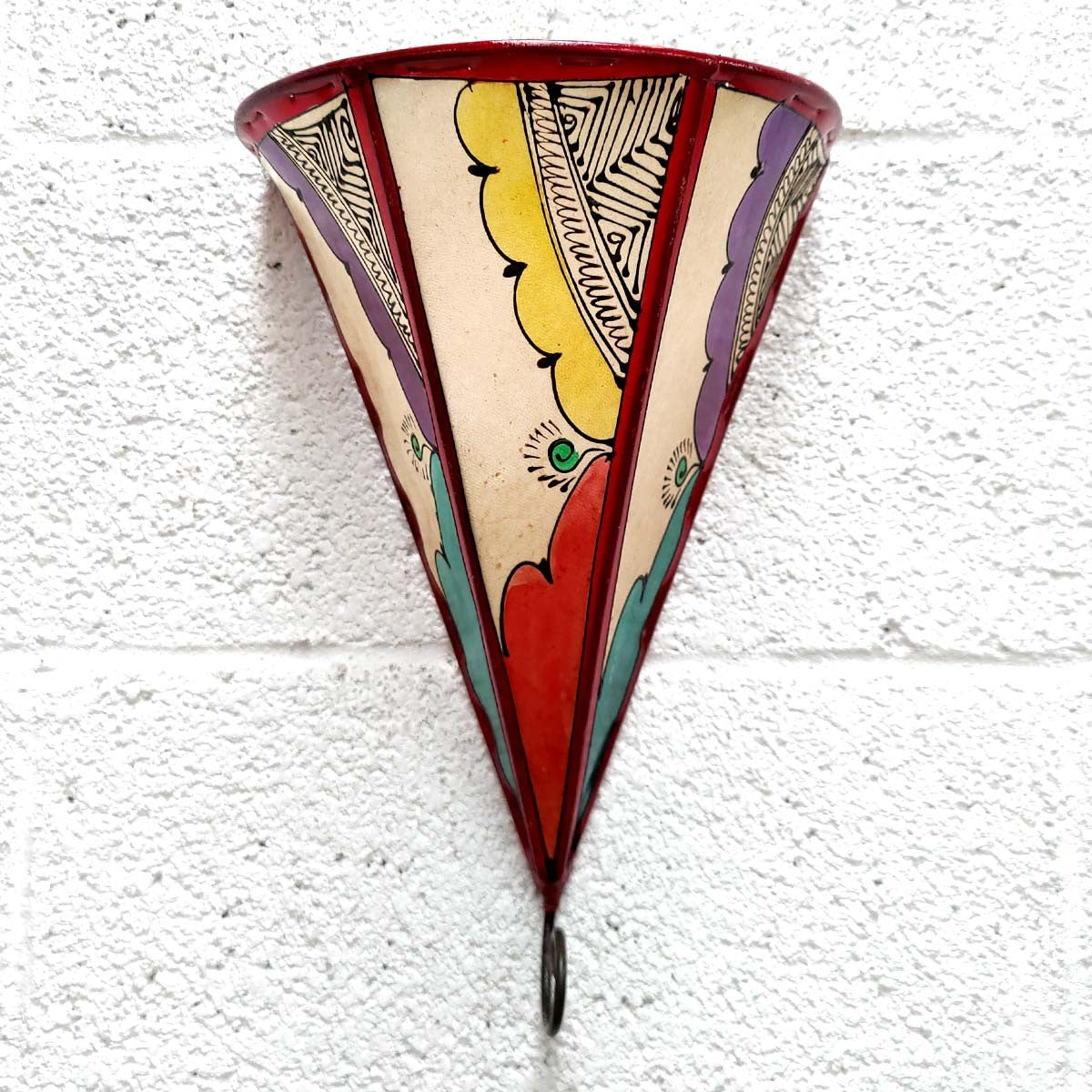 Aplique Pantalla de Piel Pintado con Henna - Decoración Andalusí - Artesanía Marroquí - Modelo Kis