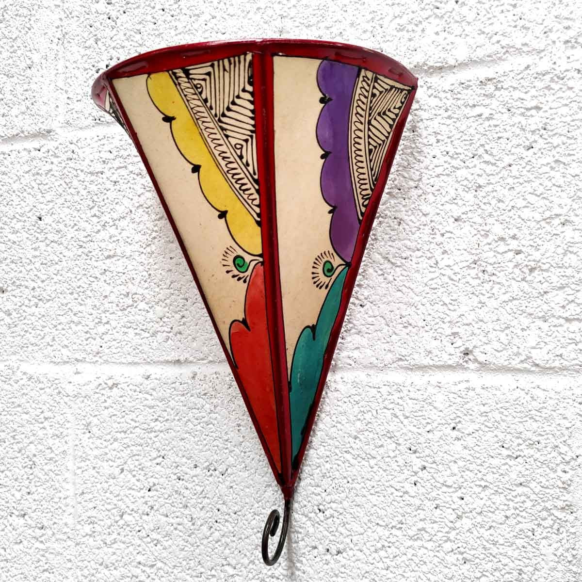 Aplique Pantalla de Piel Pintado con Henna - Decoración Andalusí - Artesanía Marroquí - Modelo Kis