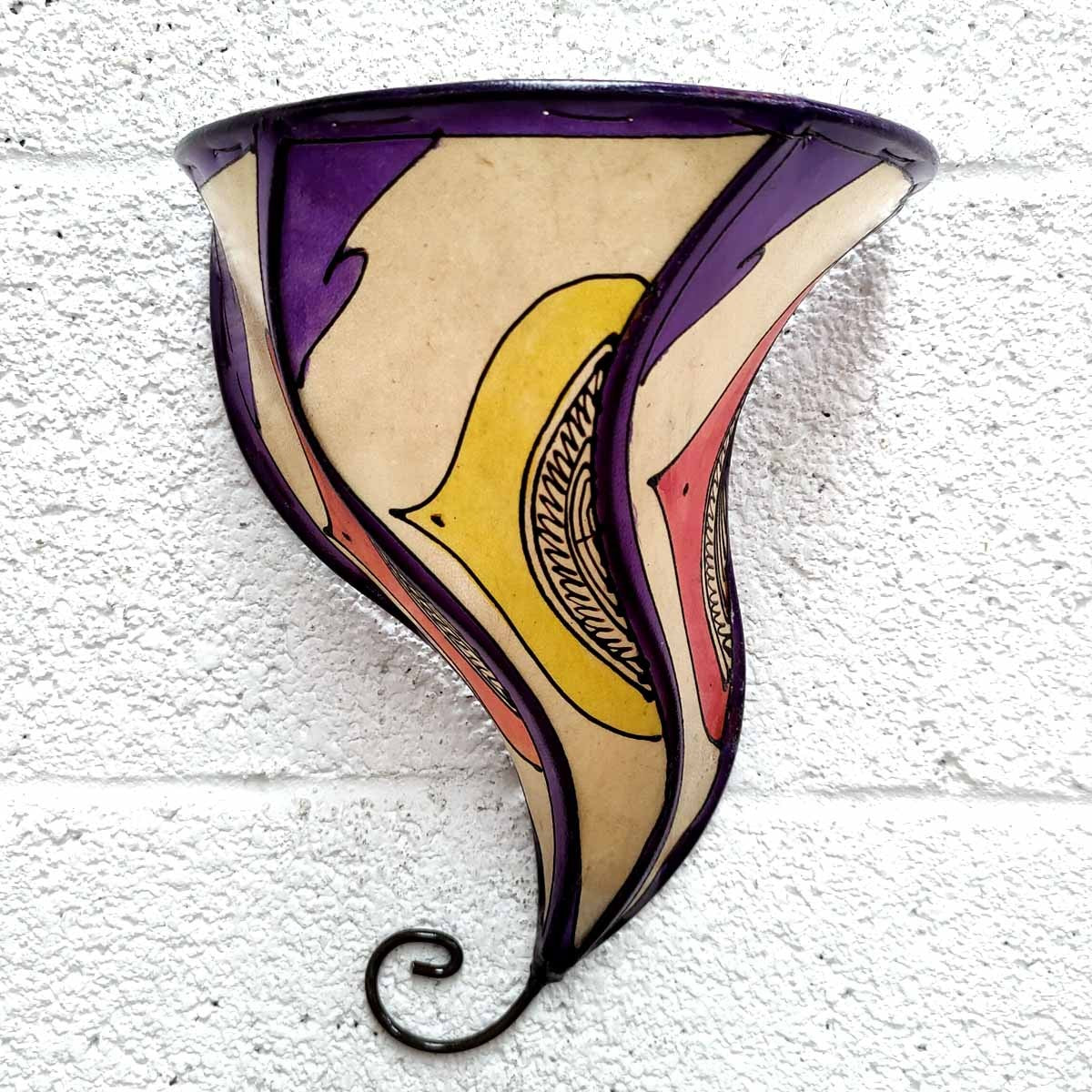 Aplique Pantalla de Piel Pintado con Henna - Decoración Andalusí - Artesanía Marroquí - Modelo Aadein Mix