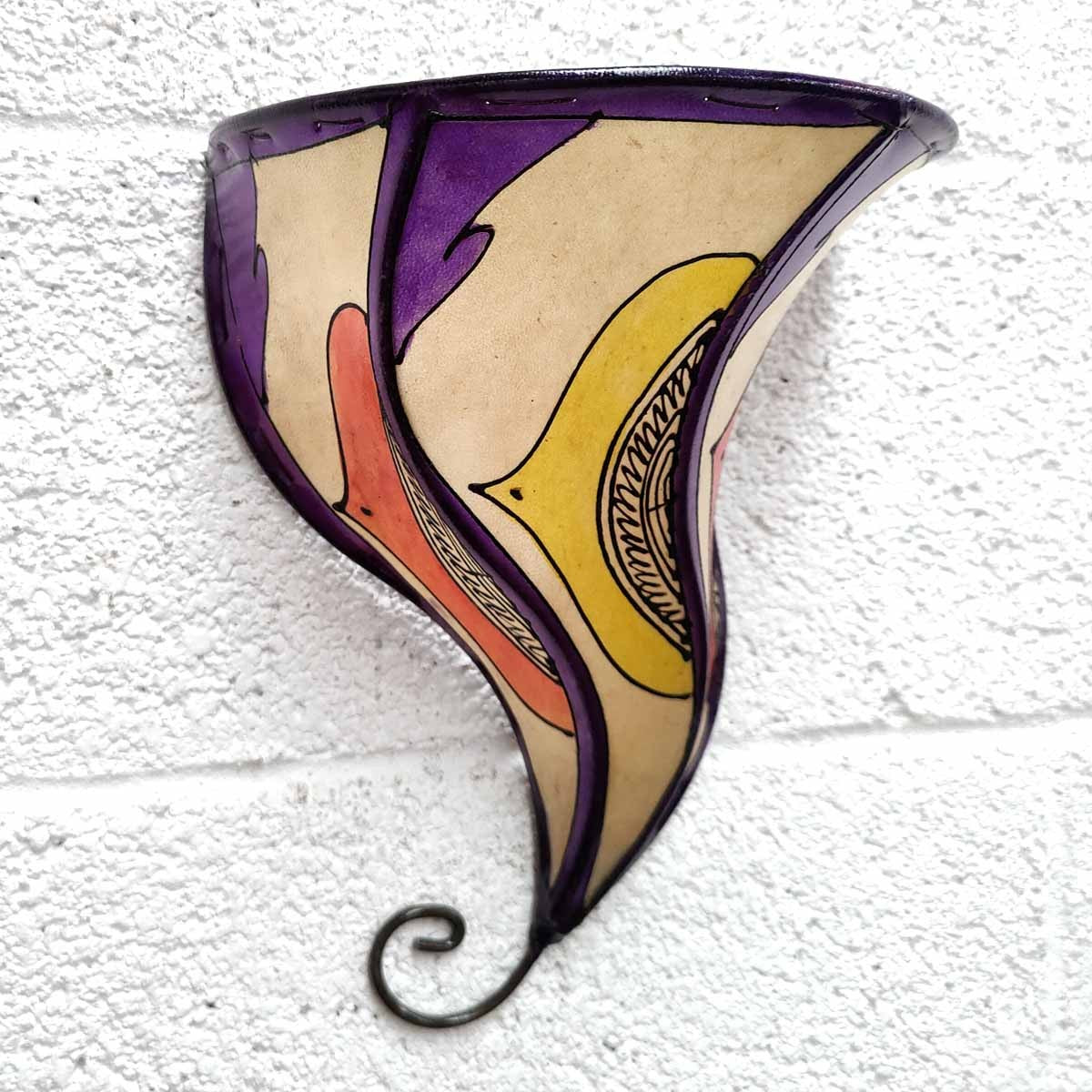 Aplique Pantalla de Piel Pintado con Henna - Decoración Andalusí - Artesanía Marroquí - Modelo Aadein Mix